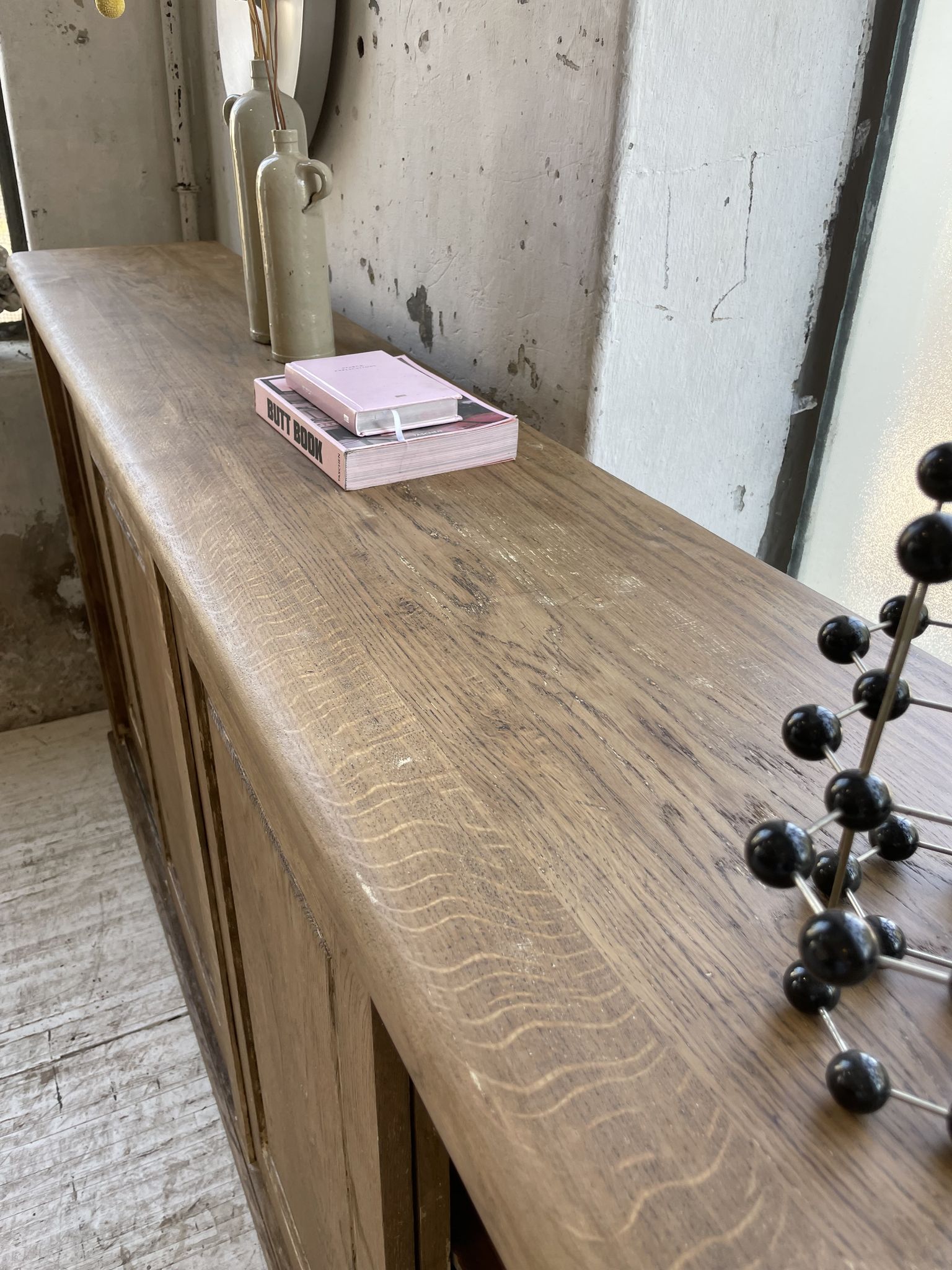 Large row of solid oak loom sliding doors