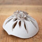 Vintage Ceramic Round Trinket Box With Roses On Top, Bonbonniere Bowl