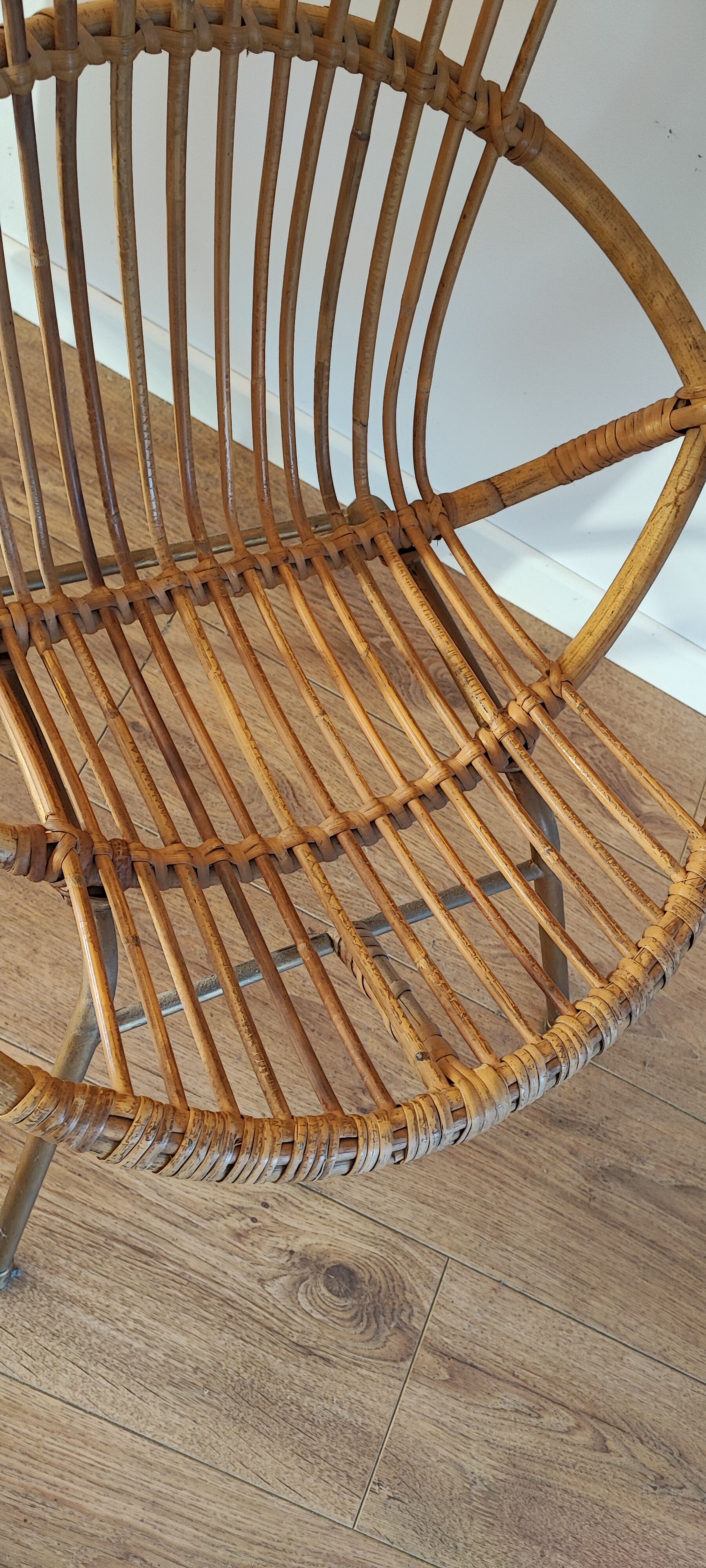 Rattan shell armchair