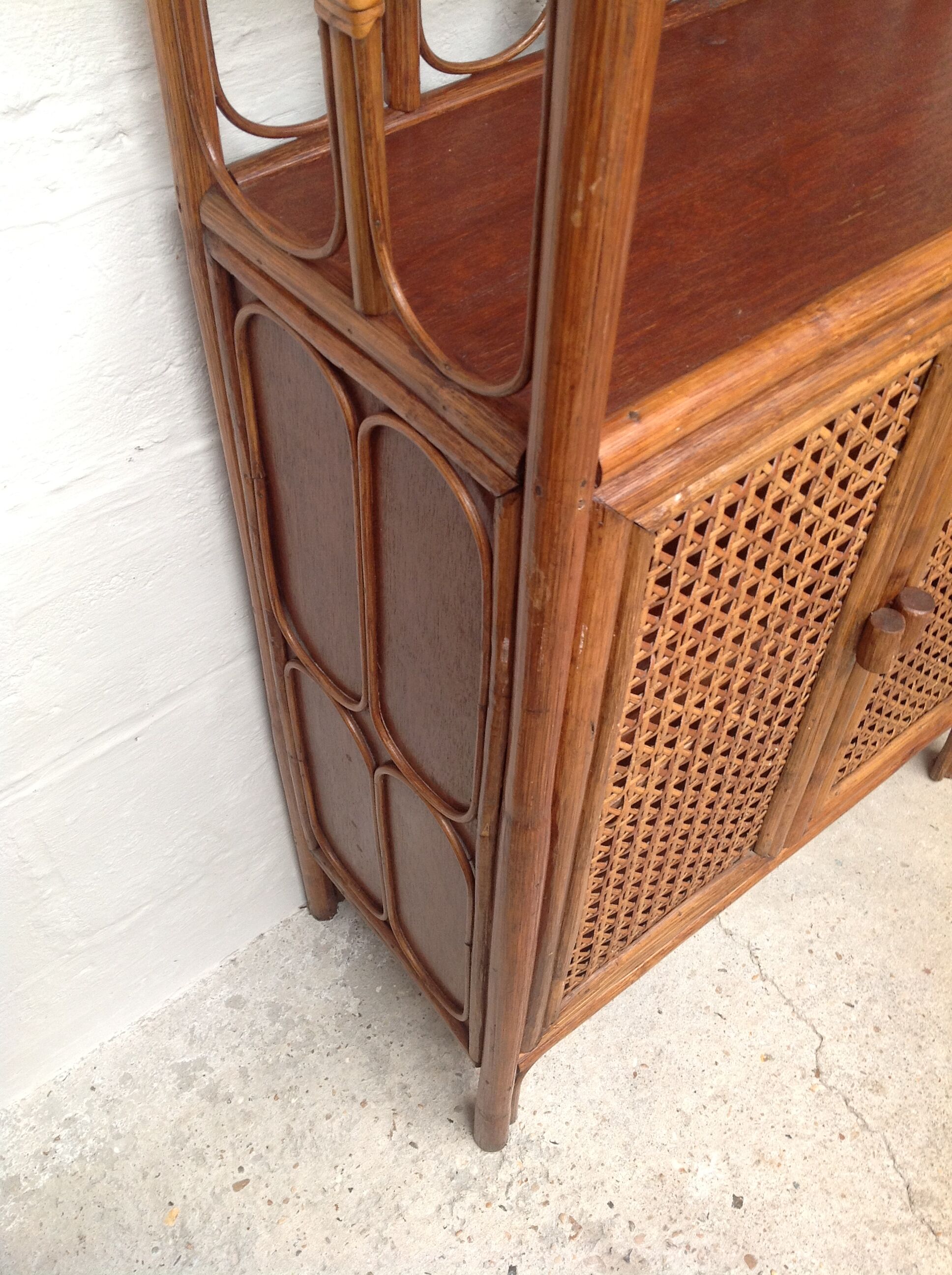 Buffet vintage bois et cannage rotin