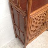 Vintage wood sideboard and rattan canning