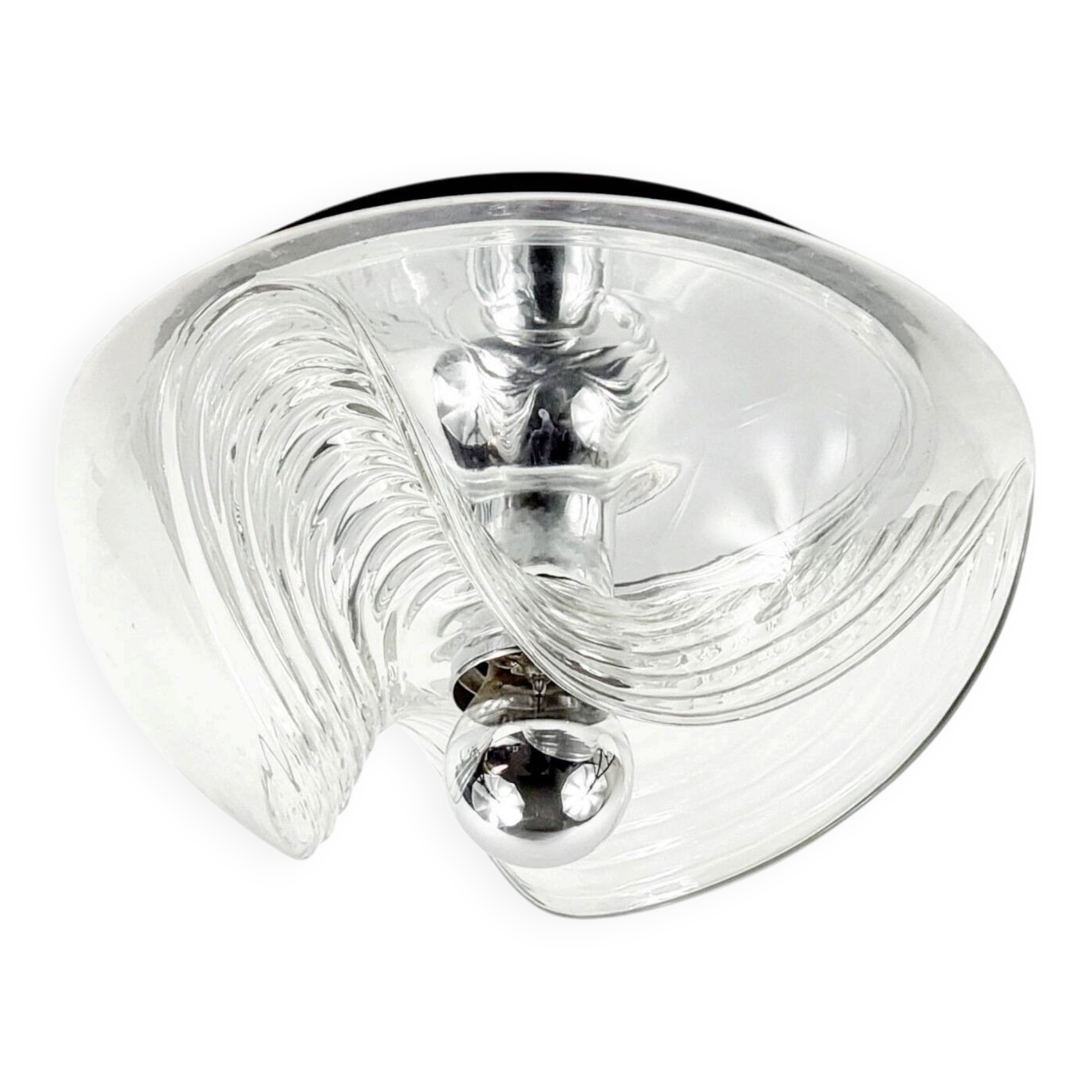 Lustre en verre XL de style mid-century Space Age par Koch & Lowy pour P&P, années 1970.