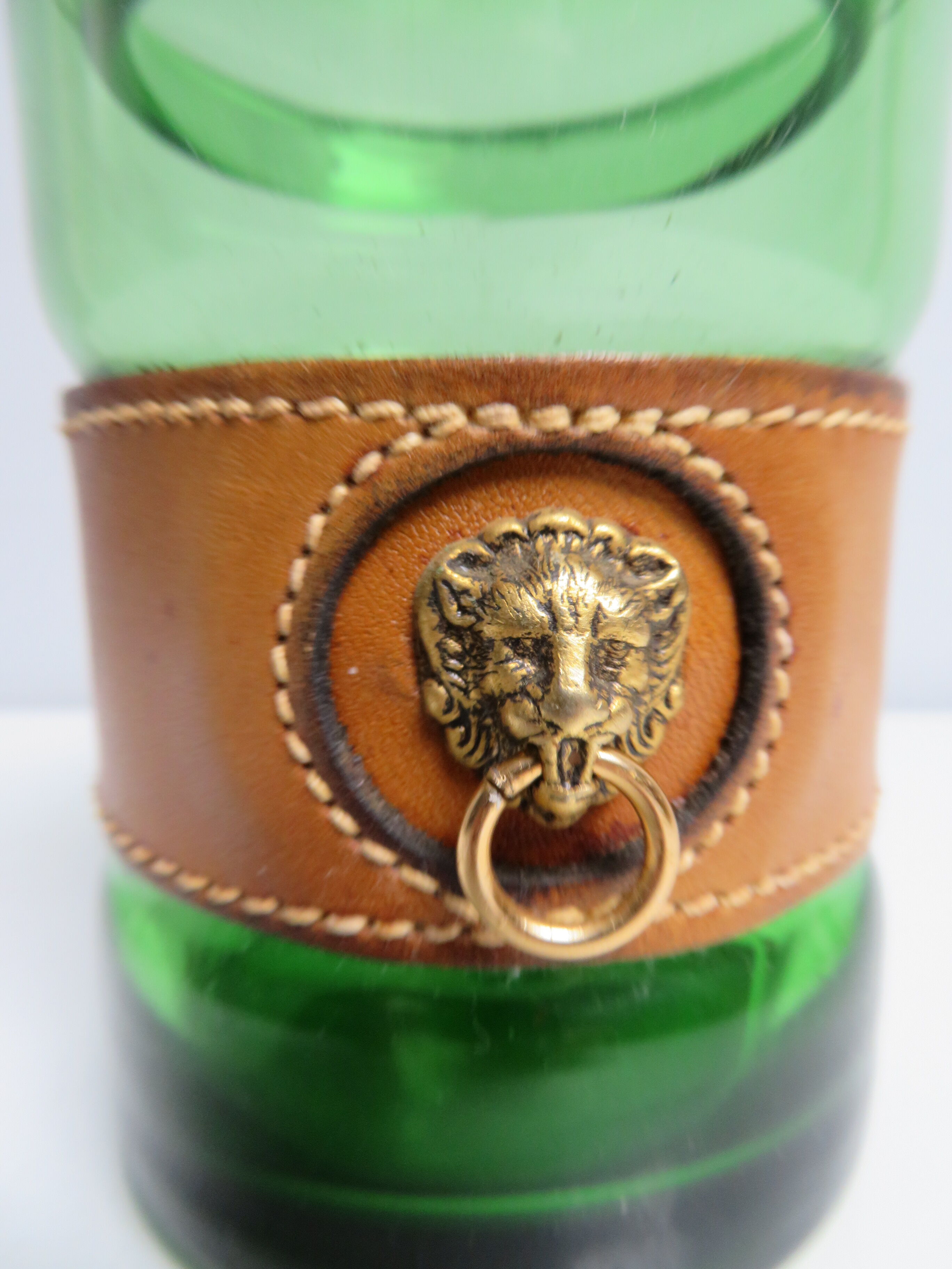 Vintage green glass bathroom container