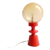 Solid wooden lamp painted orange