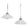 Pair of opaline glass and fibreglass mid-century pendant lights