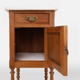Art Deco nightstand in oak with Carrara marble top, France 1930s