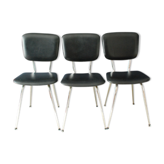 Set of three chairs in black leatherette