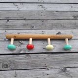 Vintage wall coat rack - Wood and plastic - 1970s
