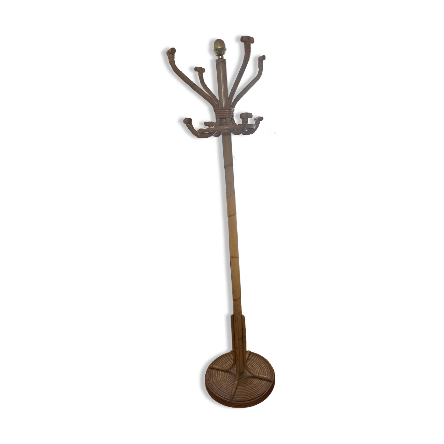 Freestanding rattan coat rack