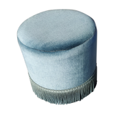 Vintage blue velvet pouf