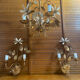 Vintage Lustre + 2 MASCA Wall Lights Hollywood Regency Gold Metal 70s It