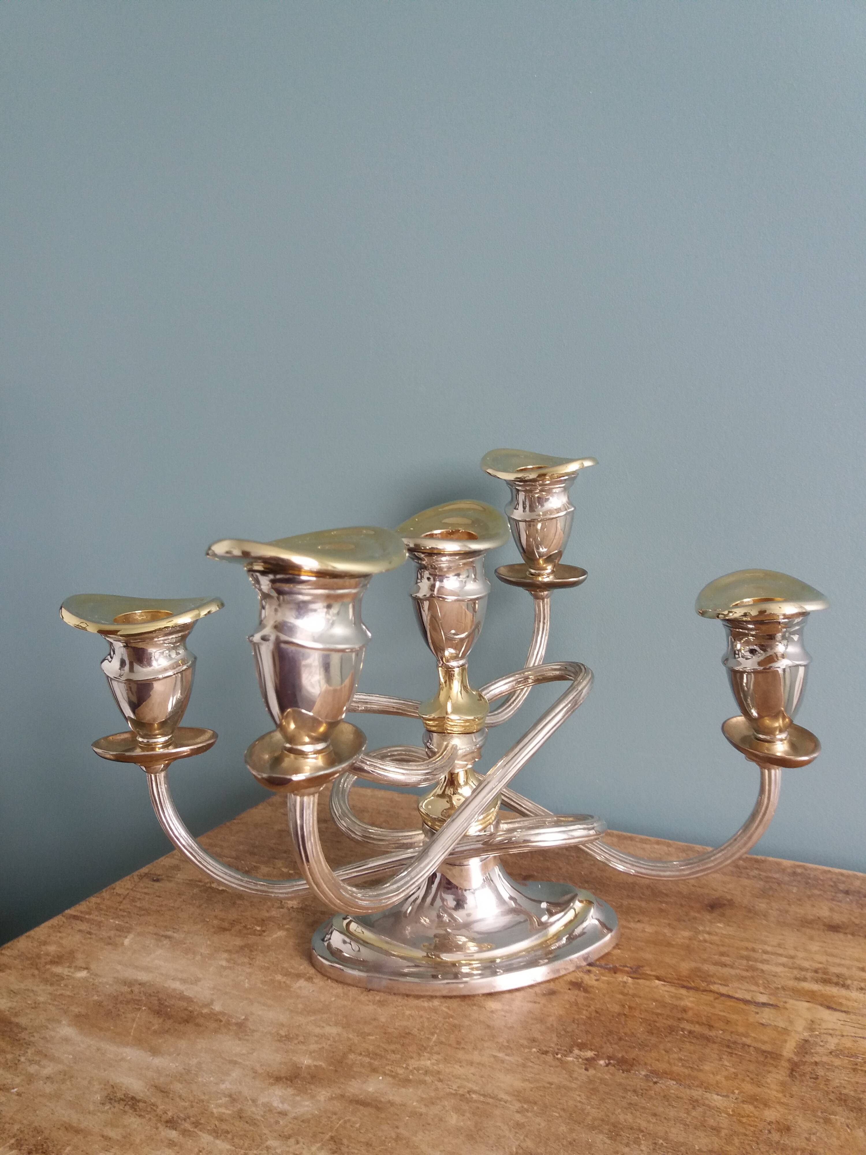 Medusa chandelier in silver and gold metal