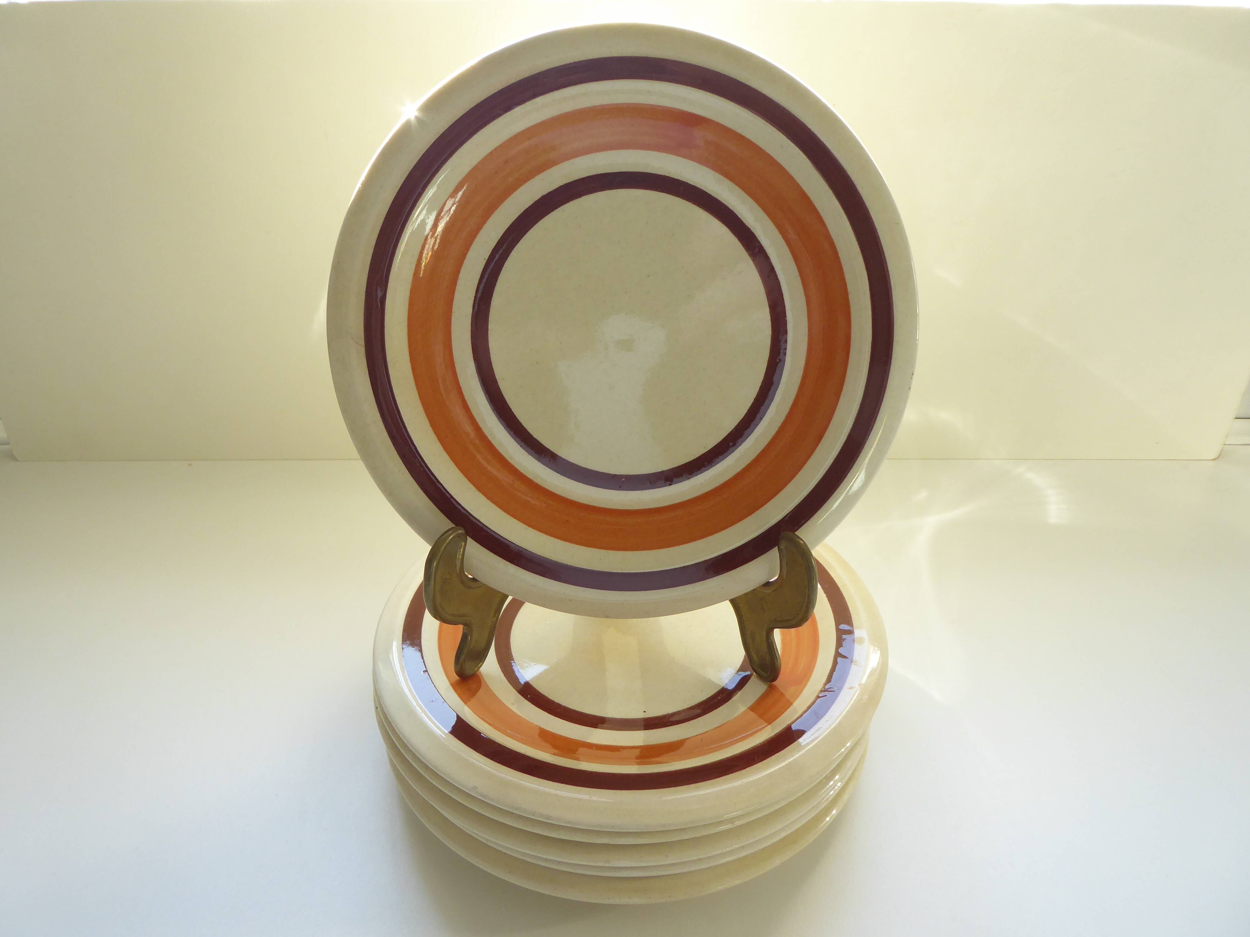 Set of 6 Vintage Earthenware Dessert Plates