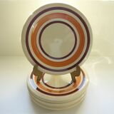 Set of 6 Vintage Earthenware Dessert Plates