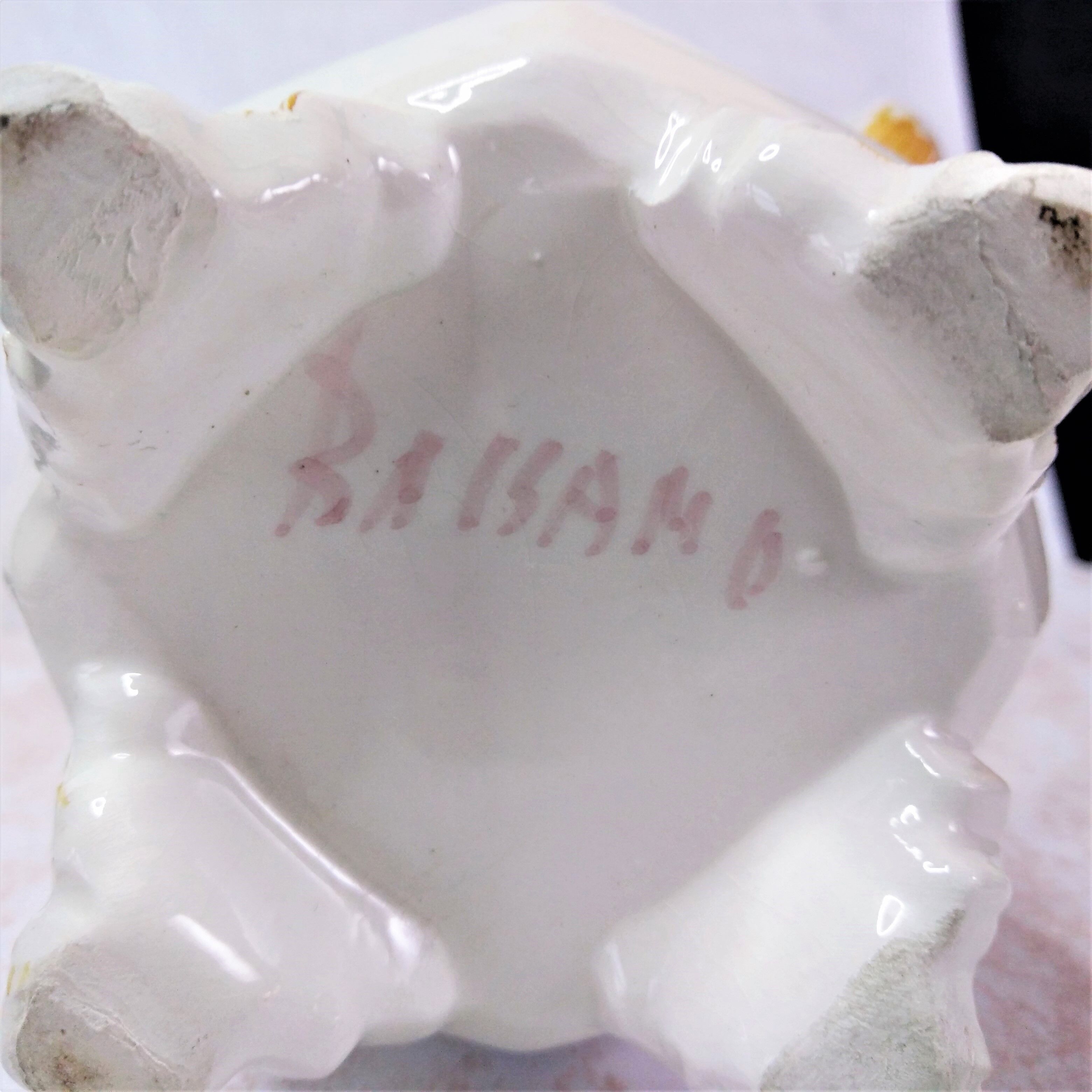 Vase soliflore, earthenware, signed Bassano, floral decoration