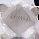 Vase soliflore, earthenware, signed Bassano, floral decoration