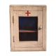 Medicine cabinet in vintage grey patinated wood and red cross