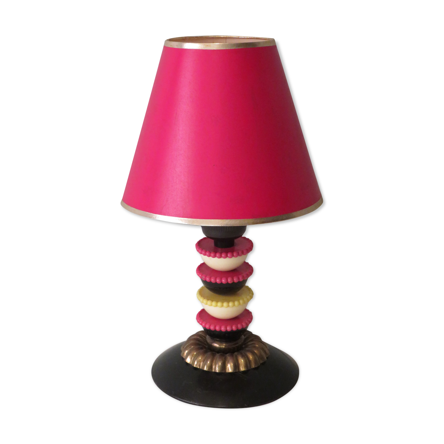 Table lamp in copper, plastic and Bakelite, early twentieth century, Belcique.