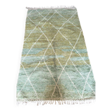 Tapis berbère Béni Ouarain vert à losanges blancs