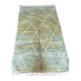 Tapis berbère Béni Ouarain vert à losanges blancs