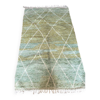 Tapis berbère Béni Ouarain vert à losanges blancs