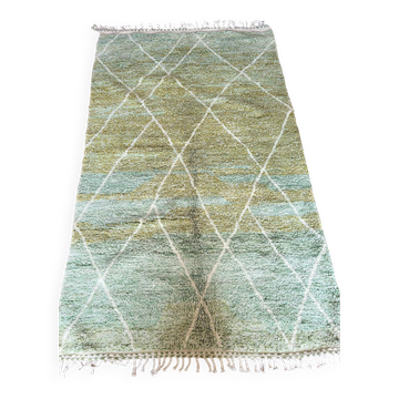 Tapis berbère Béni Ouarain vert à losanges blancs