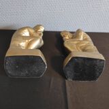 Brass bookend after rodin's "thinker"