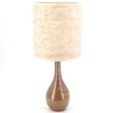 Sandstone ceramic lamp, wool lampshade, 1960s