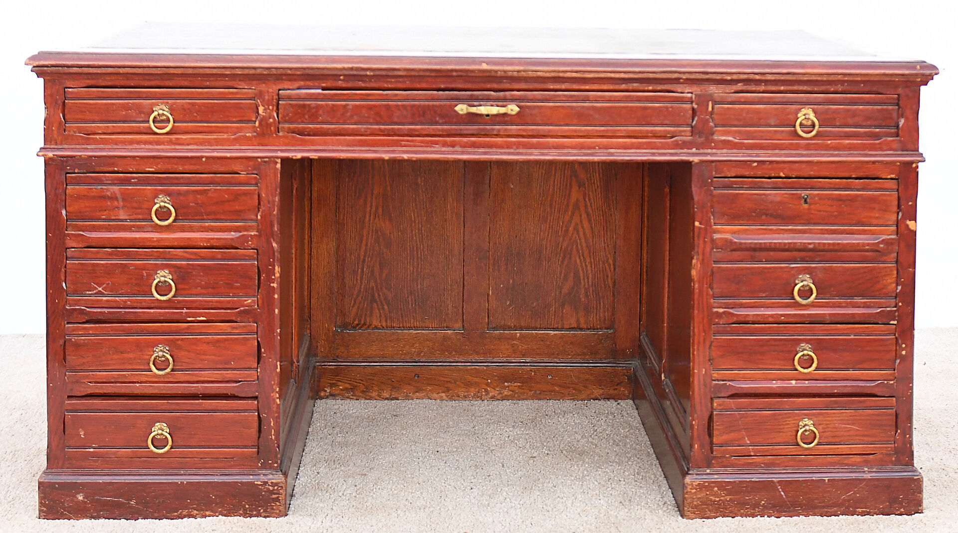Oak coffered desk
