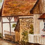 Pendant Paintings HST Henri Plubel (XX°) "View of Mrirebeau dur Bèze" + frame