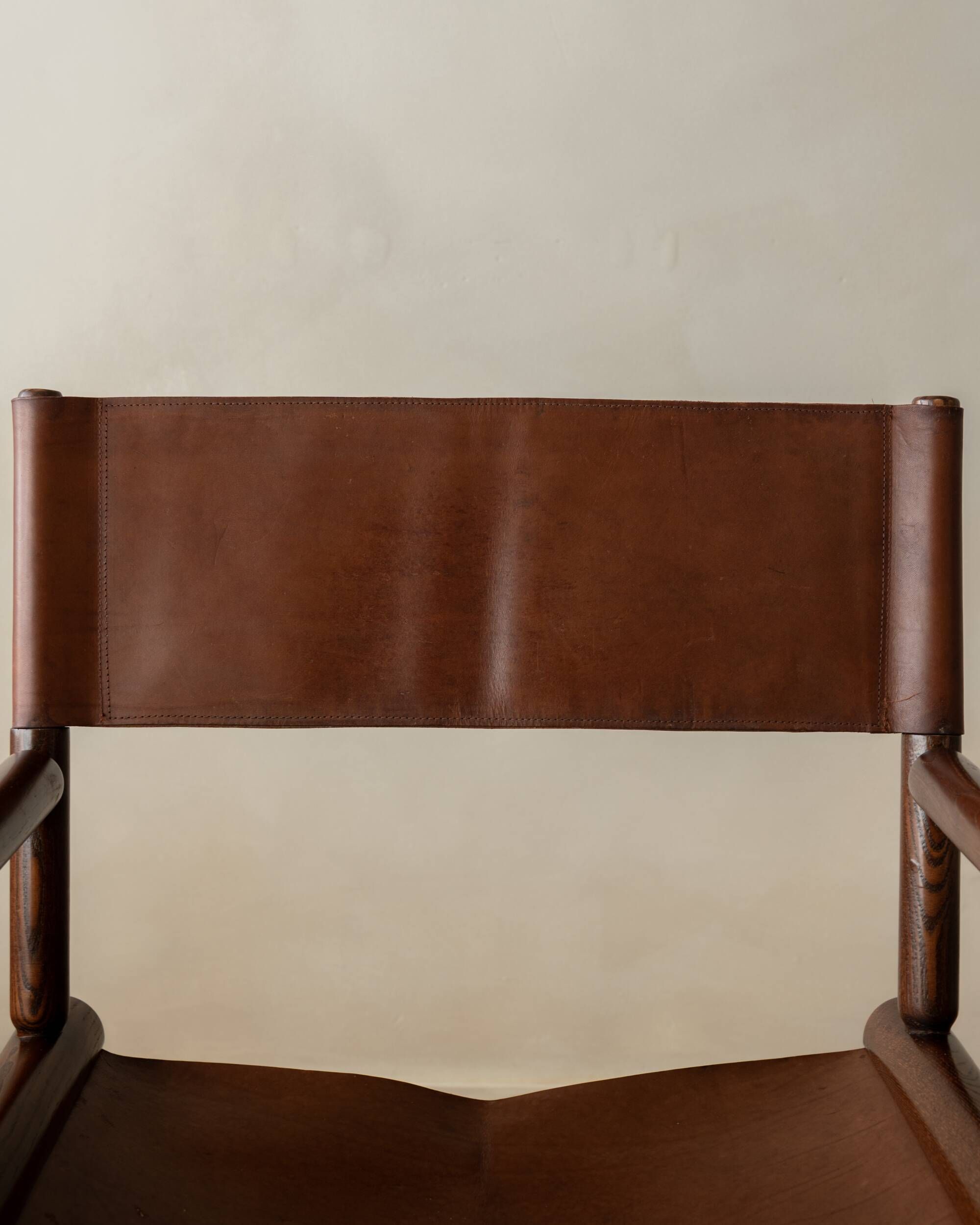 Italian Modern Vintage Folding Director's Chair in Wood and Leather, 1980s
