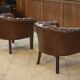 Pair of upholstered leather Club armchairs