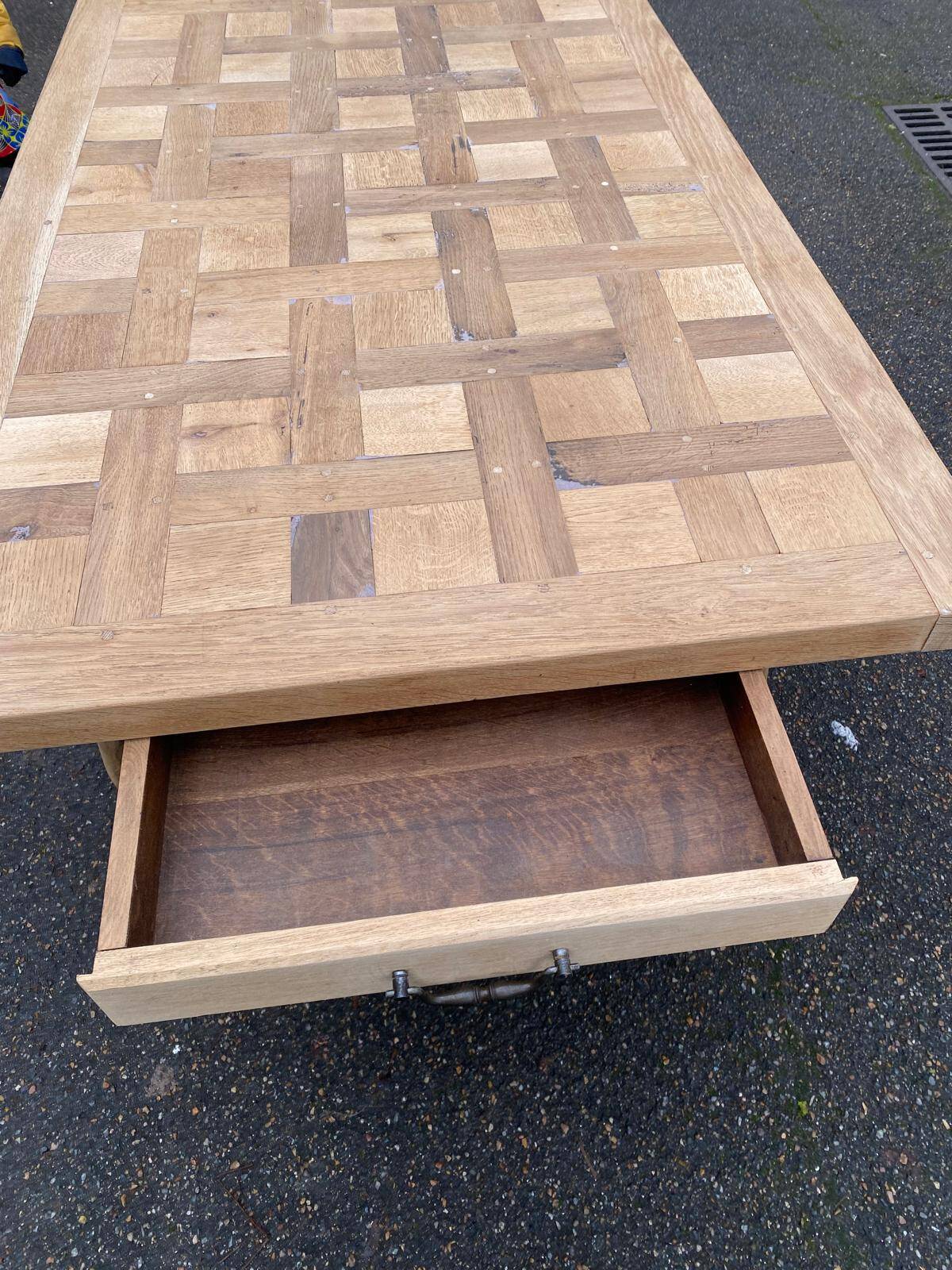 Renovated farmhouse dining table in solid oak 210cm 19th century