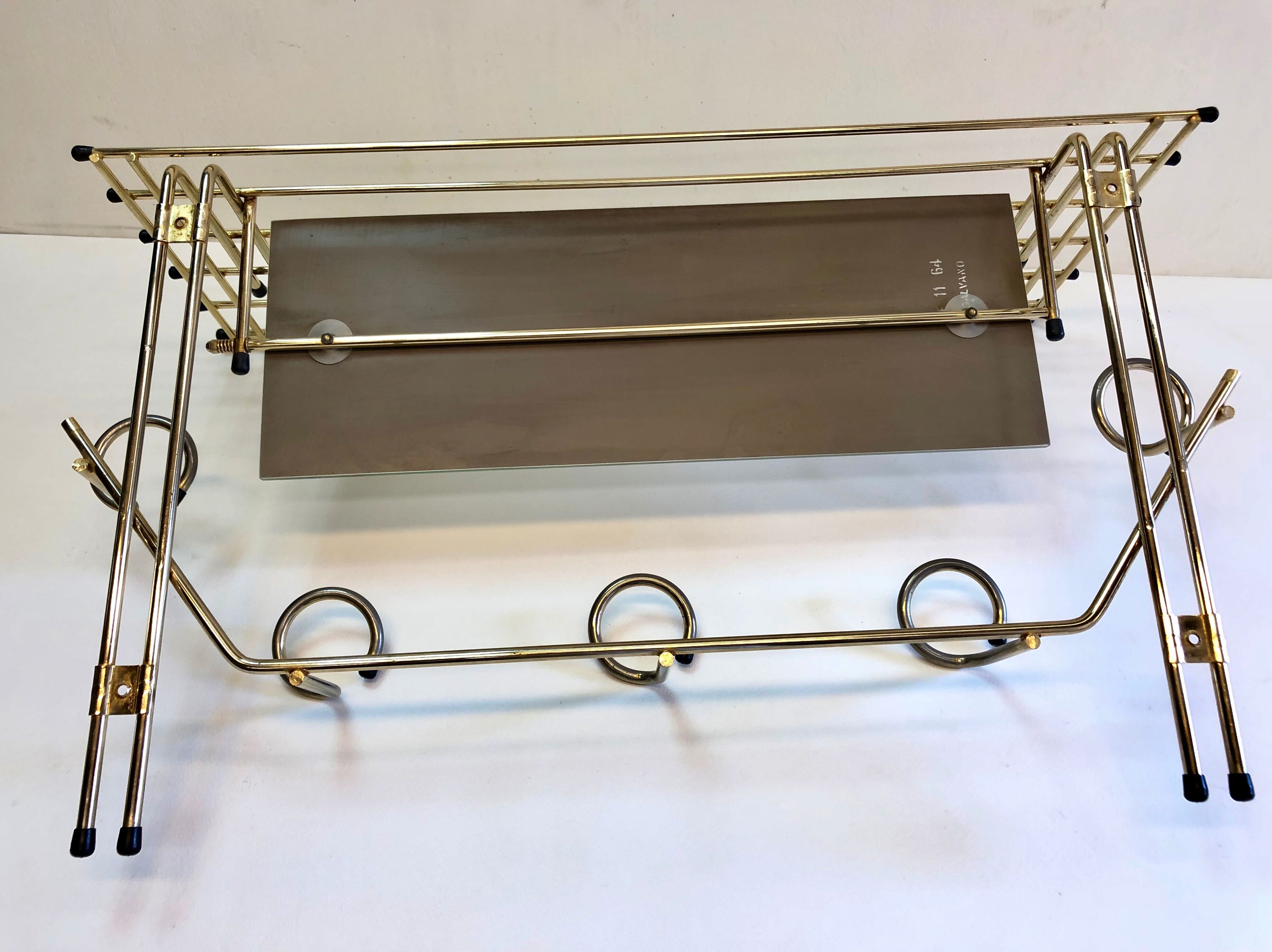 Galvano brass swivel mirror coat rack 1963