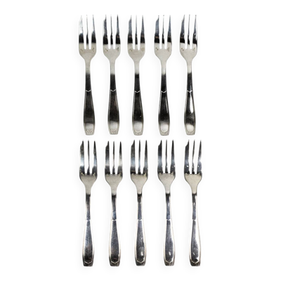 10 fourchettes à dessert Christofle Alfénide modèle Saigon en métal argenté