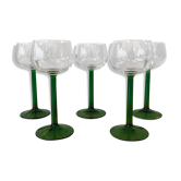 5 antique white wine glasses