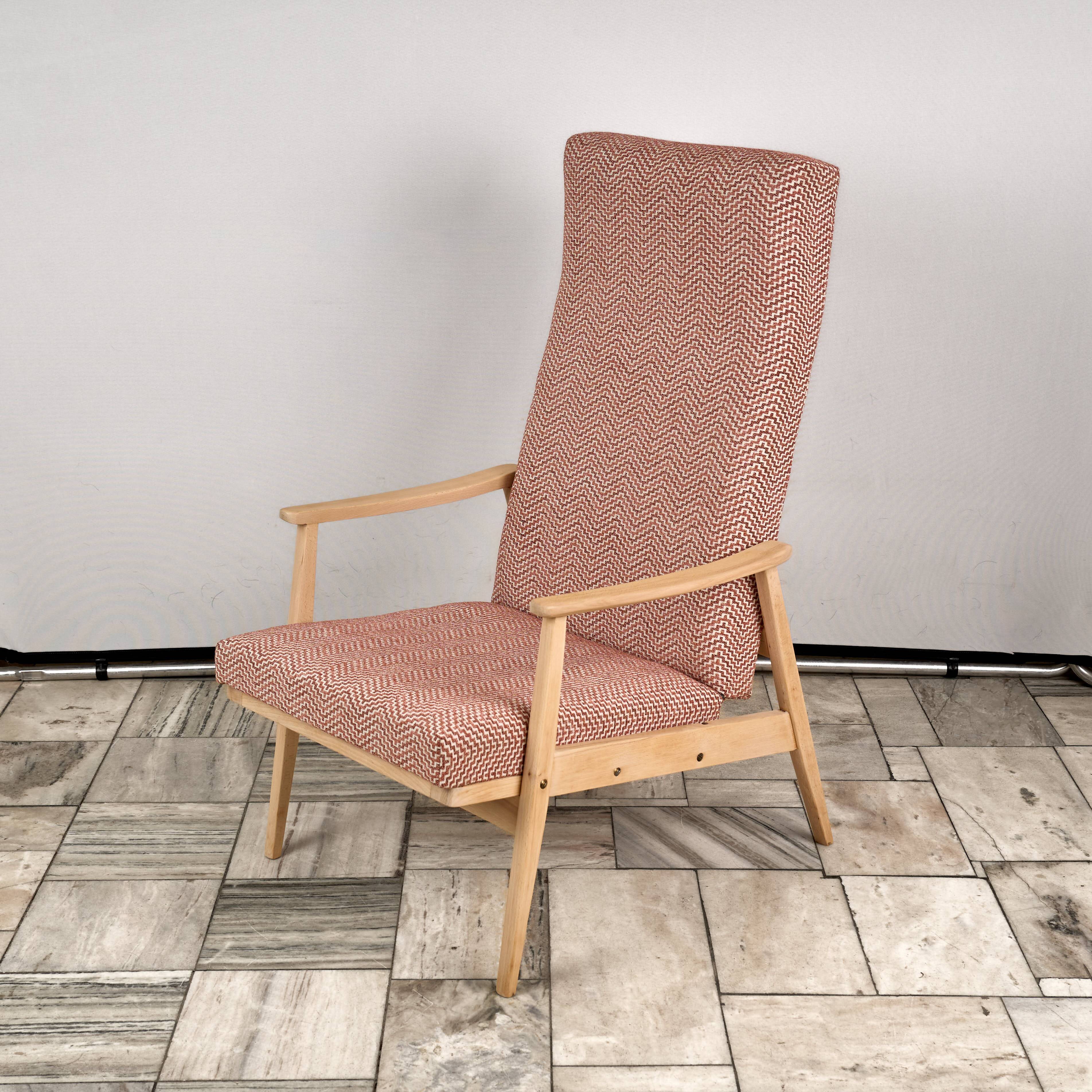 Vintage Recliner Armchair with Ottoman, 1960s, Czechoslovakia