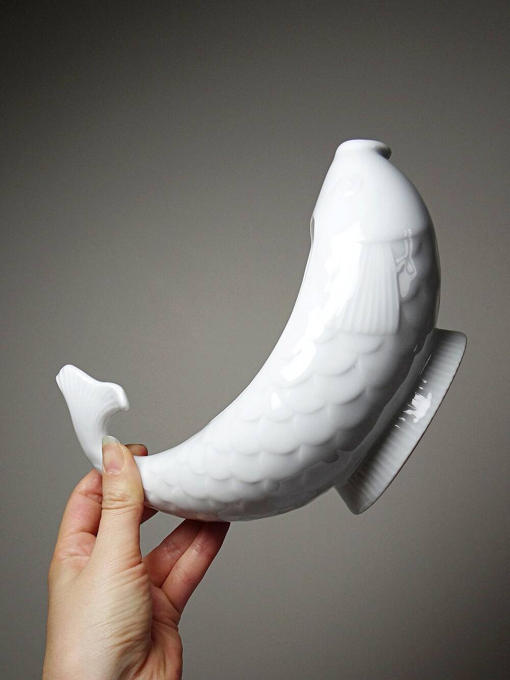 White porcelain sauce boat fish Ocean France, 1970s-1980s