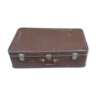 Old suitcase in vintage cardboard 1950 / 60