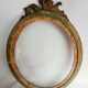 Old oval frame in wood and stucco + old glass glass blown - 27 x 21 cm