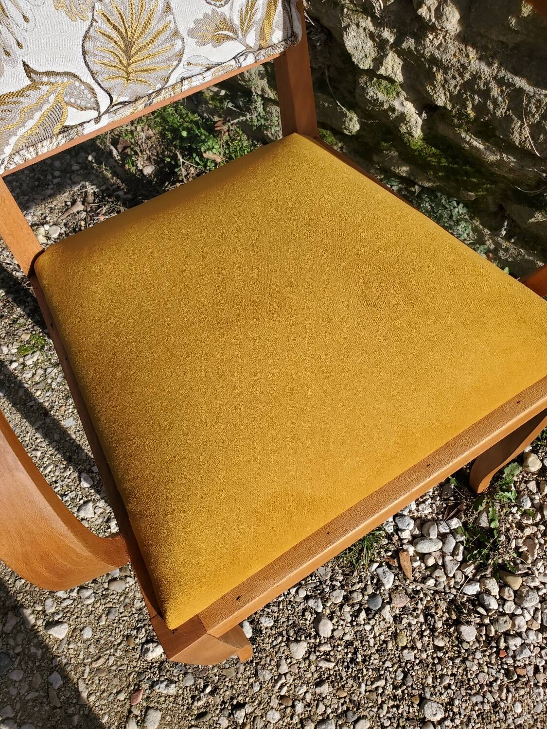 Yellow velvet Bridge armchair