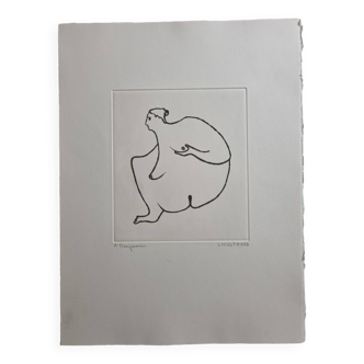 Élégance Introspective, Aquatinte sur Papier Lana par Claude L'Hoste, 28 x 38 cm