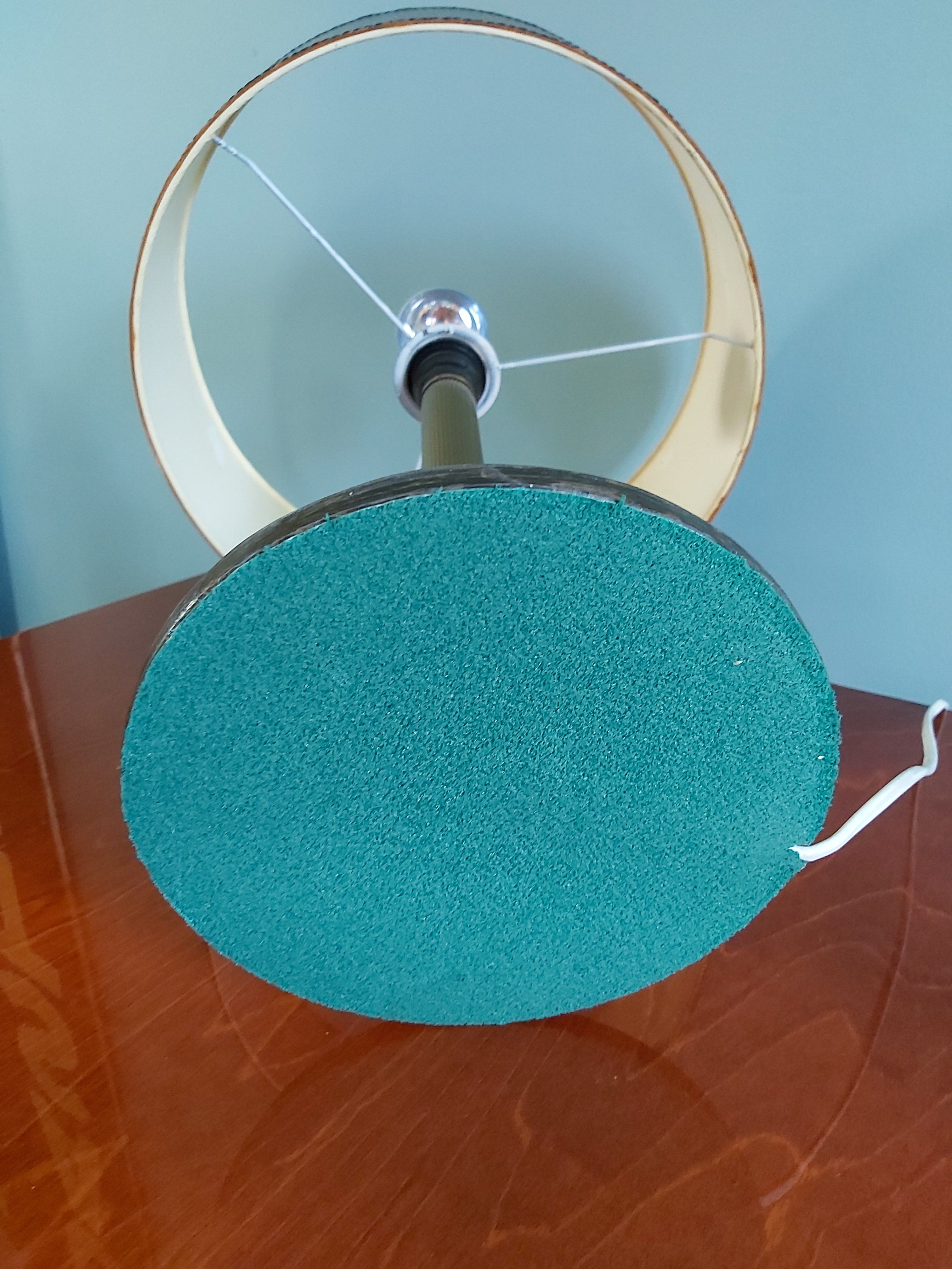 Brown leather desk lamp and brass foot, 70s