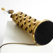 1960s brass table lamp by Vereinigte Werkstätten with an illuminated base