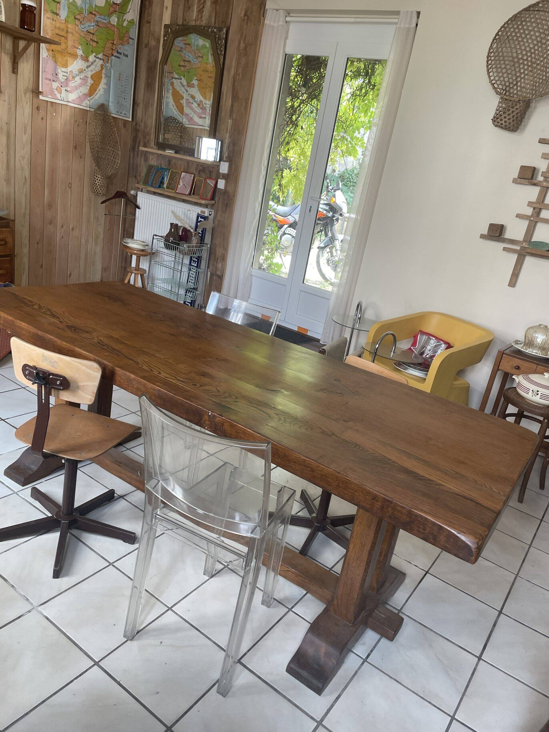 Solid wood farmhouse table