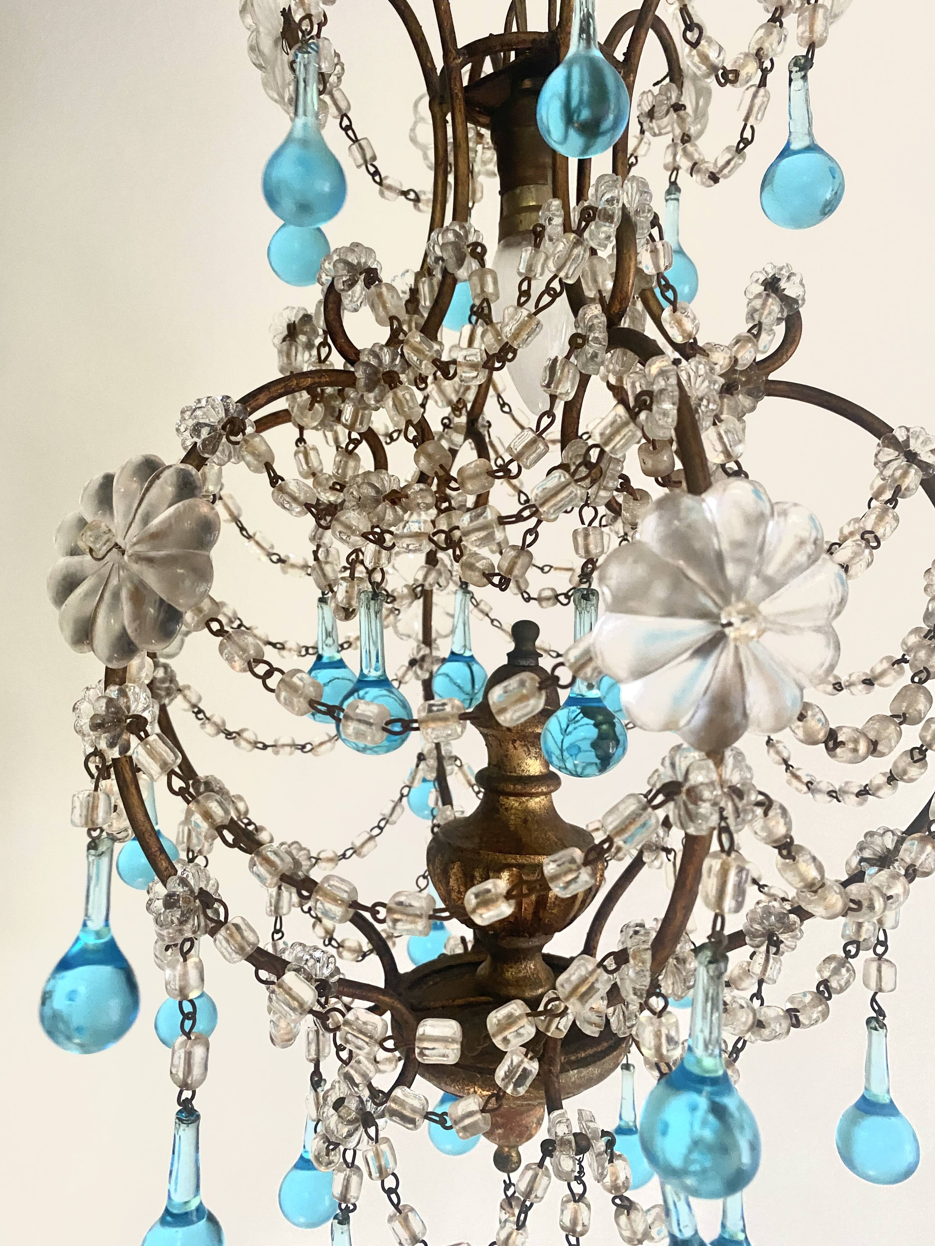 Old crystal pendant chandelier