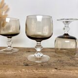 Set of 6 smoked glasses luminarc france