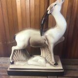 Old statue charles lemanceau antelope ceramic art deco vintage #a376