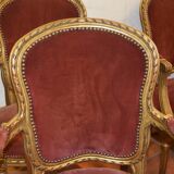 Fauteuils bergères en bois doré style louis xv  x 4