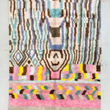 Moroccan Berber rug Boujaad ecru with multicolored patterns 305x212cm